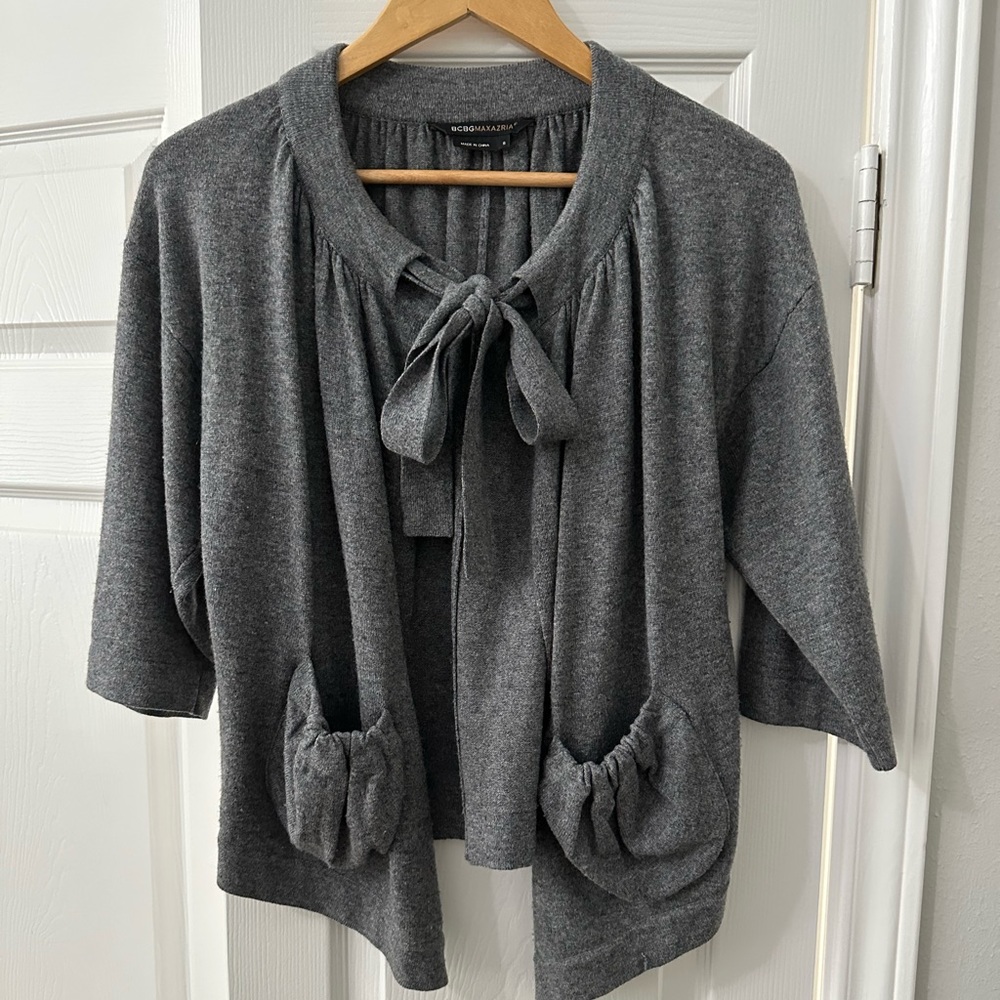BCBG gray cardigan sweater
